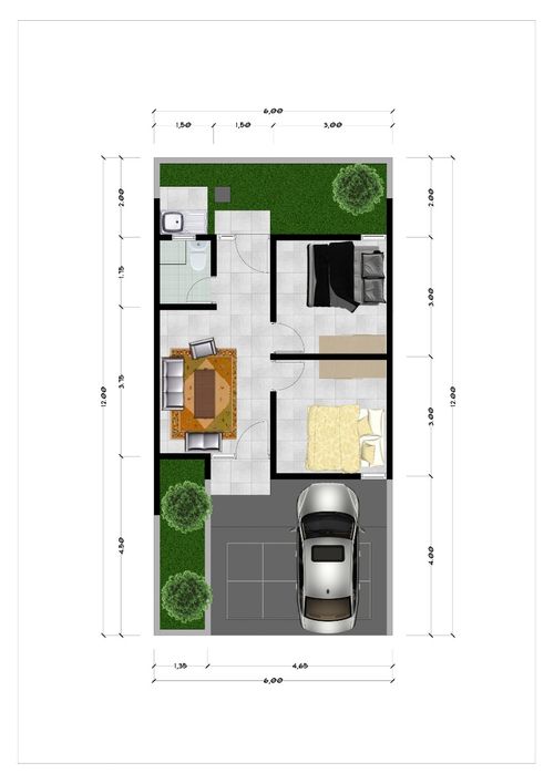 foto denah rumah tipe Cemara perumahan Bumi Indah Cluster Parahyangan