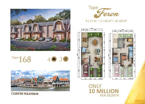 foto denah rumah tipe FERON-E perumahan MEDAN RESORT CITY CLUSTER VOLENDAM