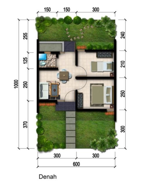 foto denah rumah tipe 25/60 perumahan Taman Krakatau - Margatani