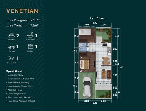 foto denah rumah tipe Venetian perumahan Sunlake City Residence Tahap 2