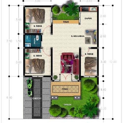 foto denah rumah tipe 73/88 F5 perumahan LAPALMA RESIDENCE