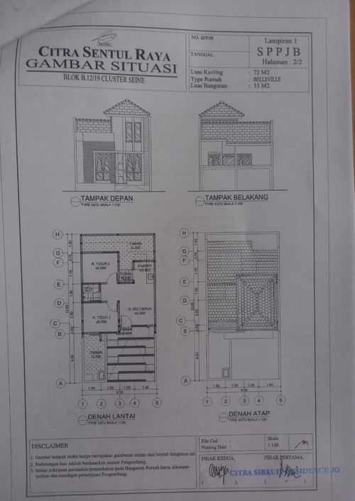 foto denah rumah tipe BELLEVILLE (281121) perumahan PERUMAHAN CITRA SENTUL RAYA