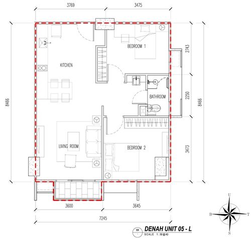 foto denah rumah tipe 2 BR C (AC12-05) perumahan The Accent