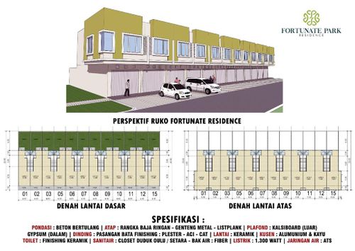 foto denah rumah tipe RUKO EMERALD perumahan FORTUNATE PARK RESIDENCE