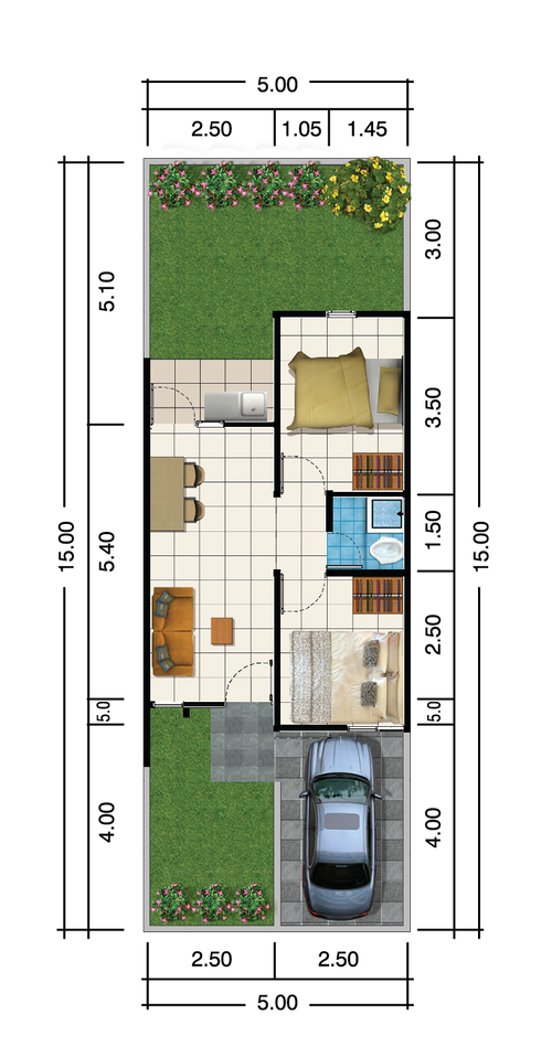foto denah rumah tipe 30/75 CLUSTER 2 (DEPAN TAMAN) perumahan Permata Legenda 3
