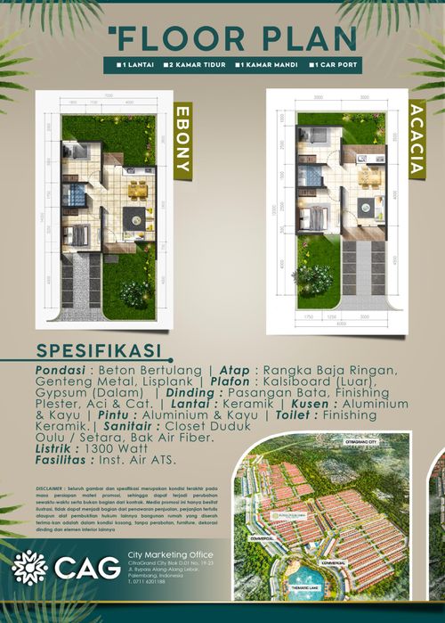 foto denah rumah tipe ACACIA perumahan FORTUNATE PARK RESIDENCE