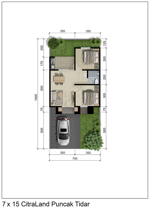 foto denah rumah tipe ASPIAL perumahan CitraLand Puncak Tidar Malang
