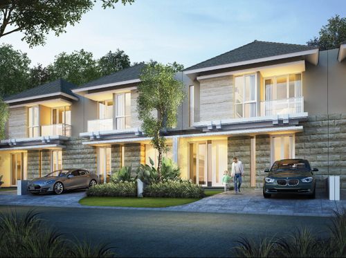 foto tampak rumah tipe Anemone Deluxe D perumahan CITRALAND THE GREENLAKE SURABAYA