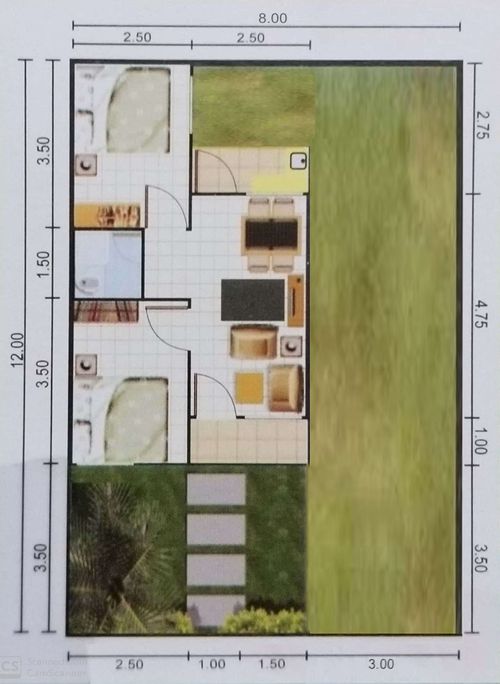 foto denah rumah tipe 36/96 perumahan Alam Pesona Wanajaya