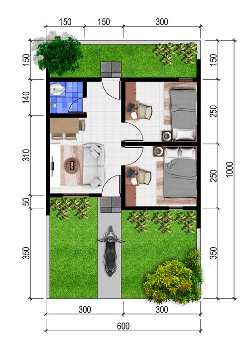 foto denah rumah tipe 30/60 perumahan Villa subang asri