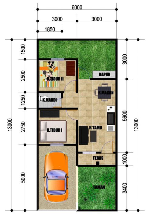 foto denah rumah tipe 36 perumahan Gardenia