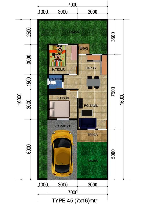 foto denah rumah tipe 45 perumahan Gardenia