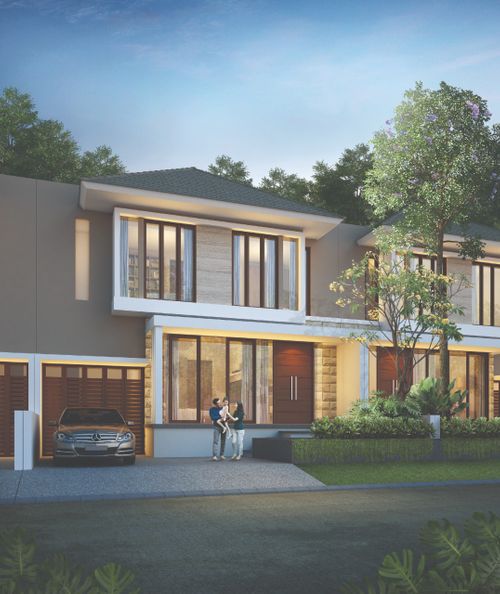 foto tampak rumah tipe Adenia B perumahan CITRALAND THE GREENLAKE SURABAYA