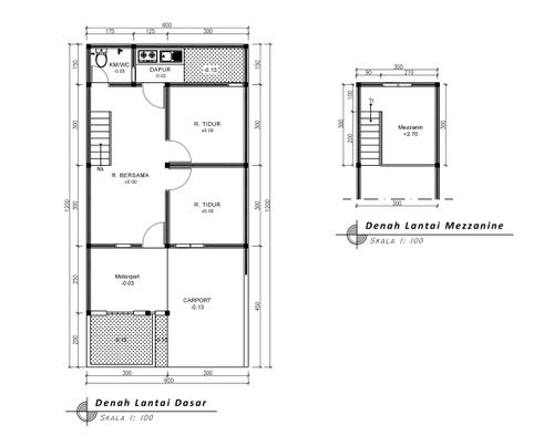 foto denah rumah tipe 36 Mezzanine (455) perumahan G-Land Ciwastra Park