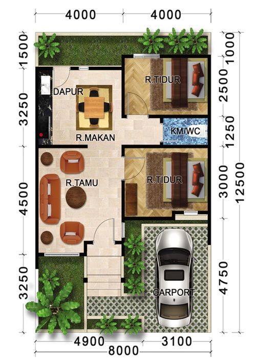 foto denah rumah tipe Allnatt perumahan Griya Maleosan Indah