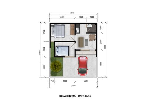 foto denah rumah tipe 30/56 perumahan Kebun Kembang Asri
