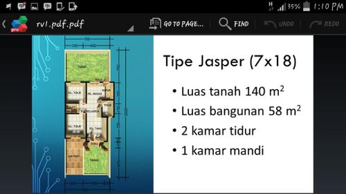 foto denah rumah tipe JASPER perumahan RIVER VALLEY RESIDENCE