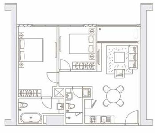 foto denah rumah tipe Tower 2 Unit G 2BR perumahan THE ELEMENTS