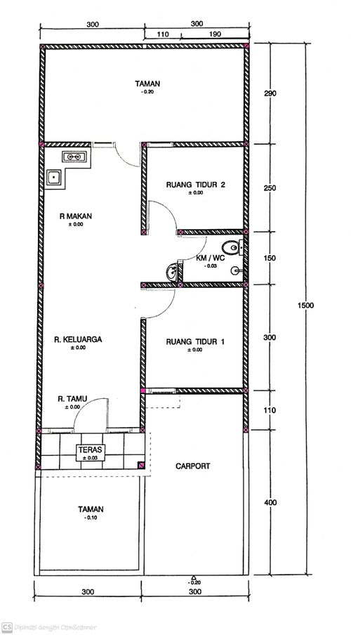 foto denah rumah tipe 42/90 perumahan BUMI ADIPURA CLUSTER TULIP TAHAP 6