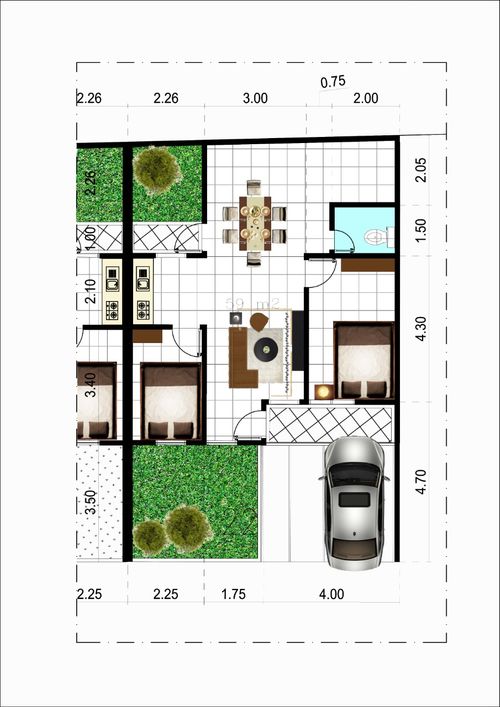 foto denah rumah tipe 41/72 perumahan GRAHA PERMATA PORIS