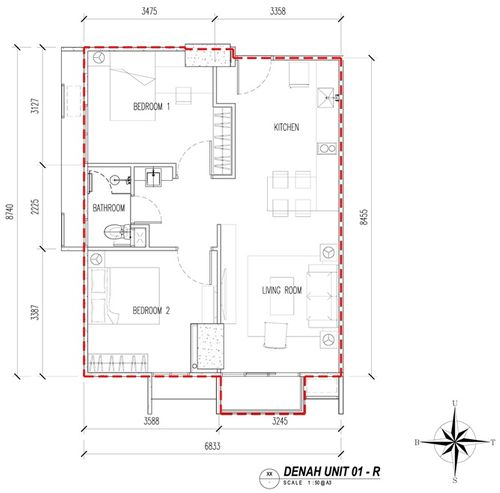 foto denah rumah tipe 2 BR B (AC7-01) perumahan The Accent