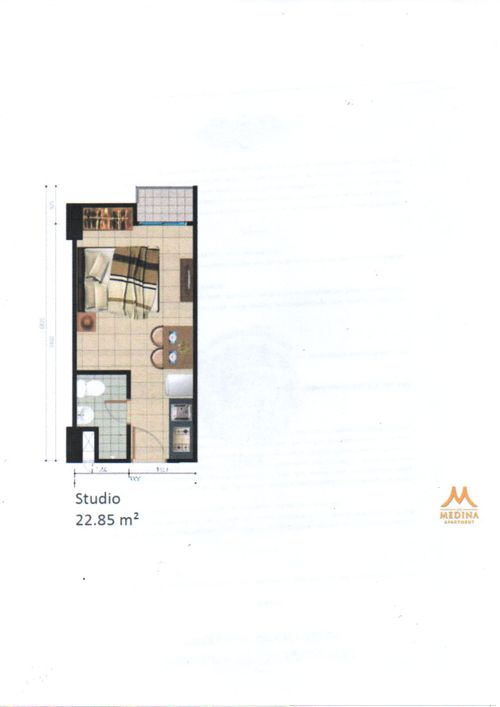 foto denah rumah tipe Studio perumahan Apartemen The Medina