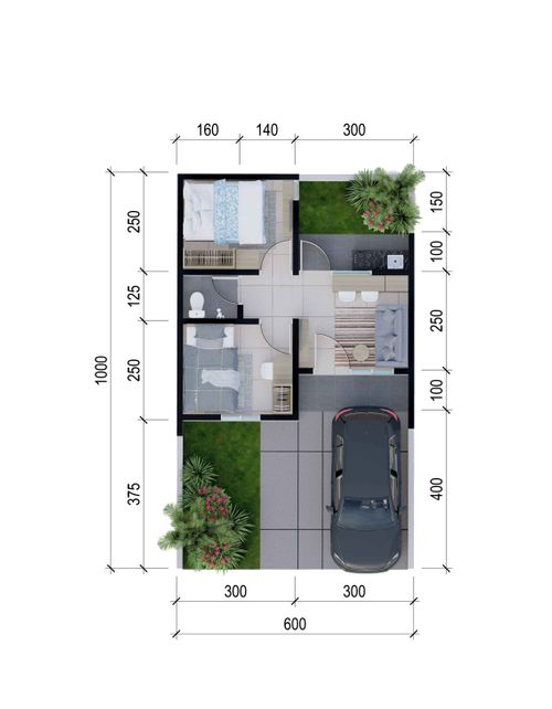 foto denah rumah tipe Meridian perumahan GOLDEN EAST KEBOMAS III