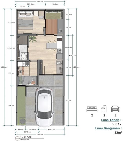 foto denah rumah tipe 32/97 perumahan THE HILLS