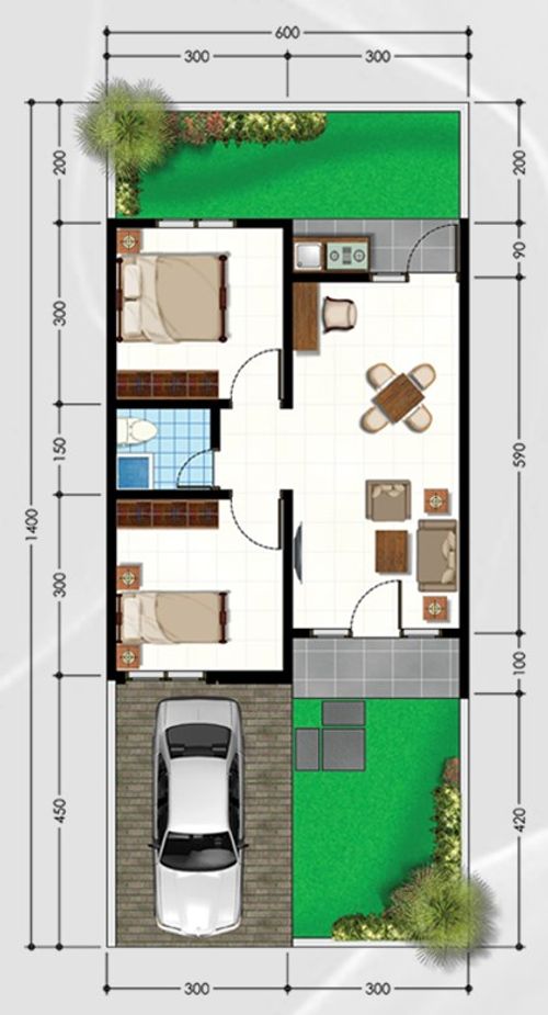 foto denah rumah tipe 45 perumahan GARDENVIEW RESIDENCE
