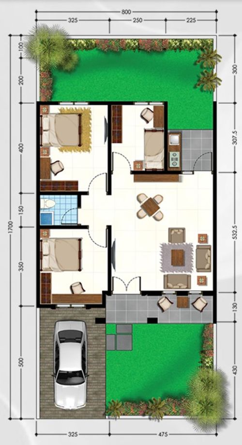 foto denah rumah tipe 69 perumahan GARDENVIEW RESIDENCE
