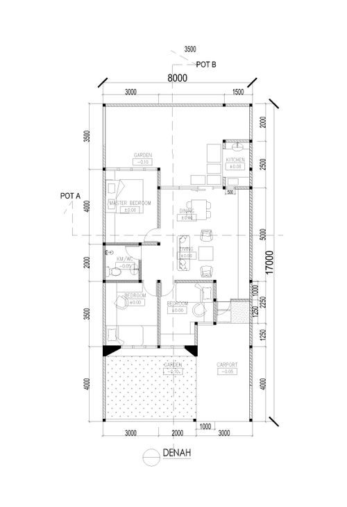 foto denah rumah tipe T. 76 / 136 perumahan Perum AUSTINVILLE Tahap II