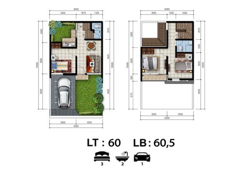 foto denah rumah tipe NEW EDELWEISS perumahan GOLDEN PARK 2