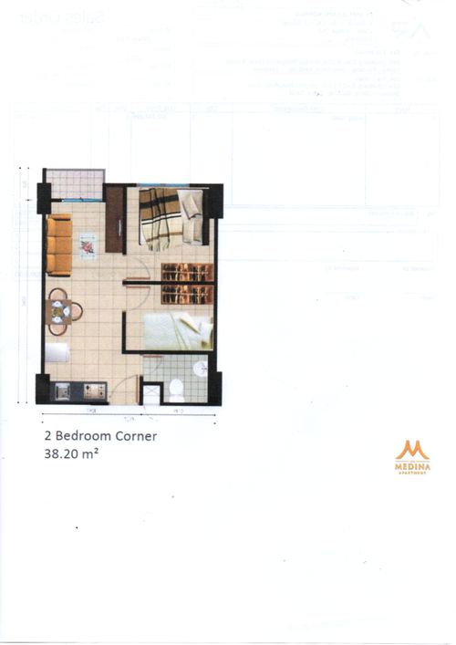 foto denah rumah tipe 2BR COMBO perumahan Apartemen The Medina
