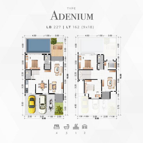 foto denah rumah tipe ADENIUM perumahan SAFIRA GARDEN