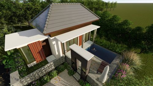 foto tampak rumah tipe vila 50 perumahan Kila Rengganis