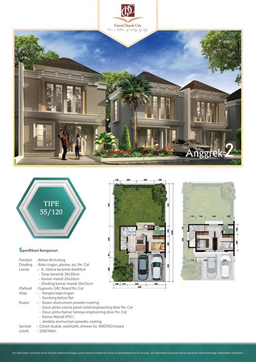 foto denah rumah tipe European Style perumahan Grand Depok City - Cluster Anggrek 2 Ext