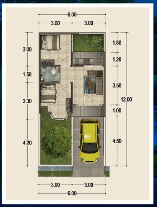 foto denah rumah tipe 37/72 perumahan CITRA SWARNA GRANDE