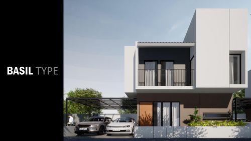 foto tampak rumah tipe Basil 3 perumahan CONFORTI RESIDENCE