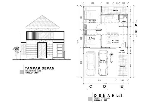 foto denah rumah tipe A2 perumahan SUN FLOWER JUANDA