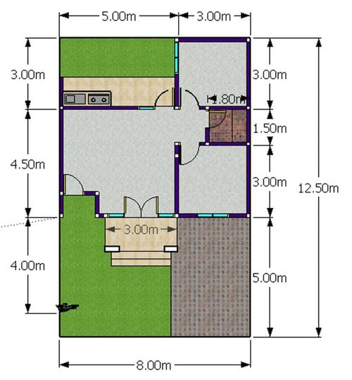 foto denah rumah tipe T 50/96 perumahan Cluster harmony 2 sukoharjo