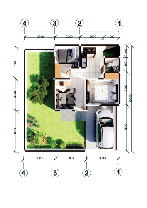 foto denah rumah tipe 36/82 perumahan PESONA KAHURIPAN