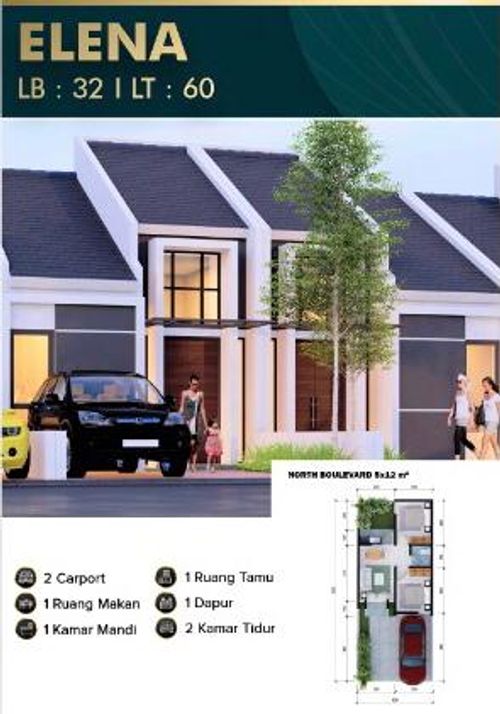 foto tampak rumah tipe Elena-A perumahan Golden East North Boulevard