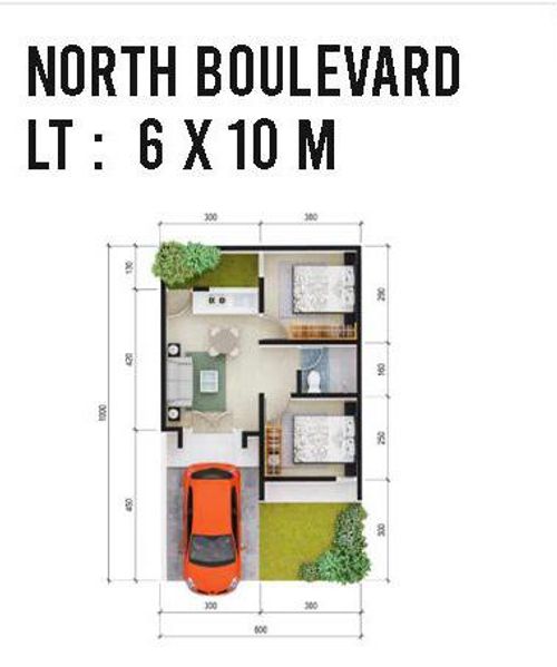foto denah rumah tipe Freya-B perumahan Golden East North Boulevard