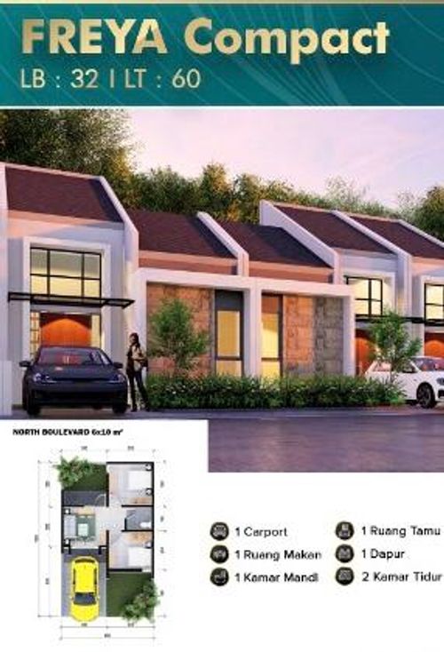 foto tampak rumah tipe Freya Compact-B perumahan Golden East North Boulevard