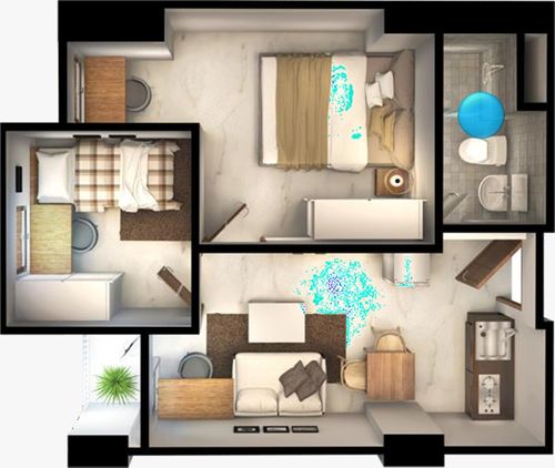 foto denah rumah tipe TWO BEDROOM perumahan Urban Heights Residences