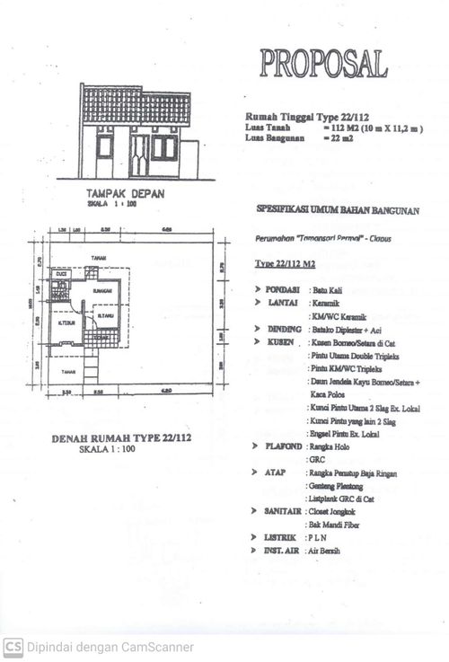 foto denah rumah tipe 22/112 perumahan Tamansari Permai