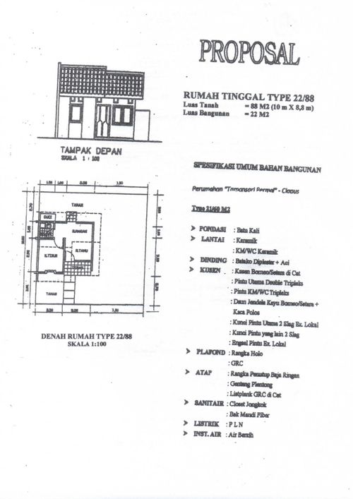 foto denah rumah tipe 22/88 perumahan Tamansari Permai