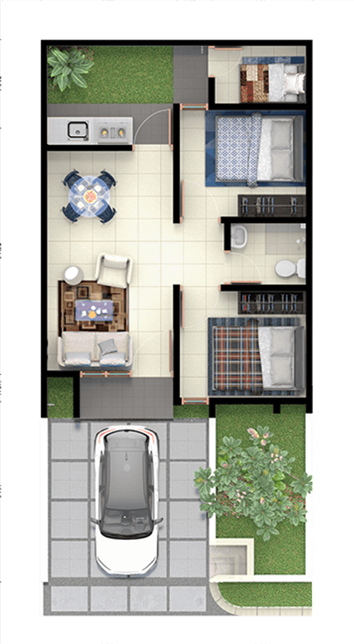 foto denah rumah tipe Keila T47 perumahan GRAND DUTA CITY - SOJ