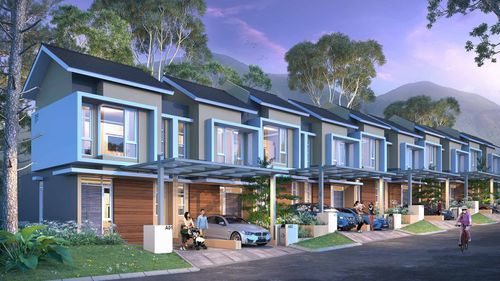 foto tampak rumah tipe Manoa T58 perumahan GRAND DUTA CITY - SOJ