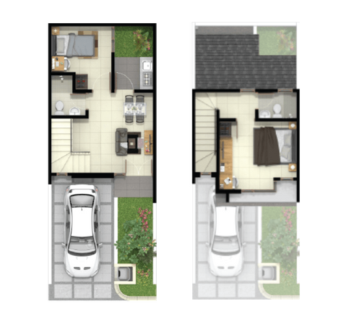 foto denah rumah tipe Manoa T58 perumahan GRAND DUTA CITY - SOJ